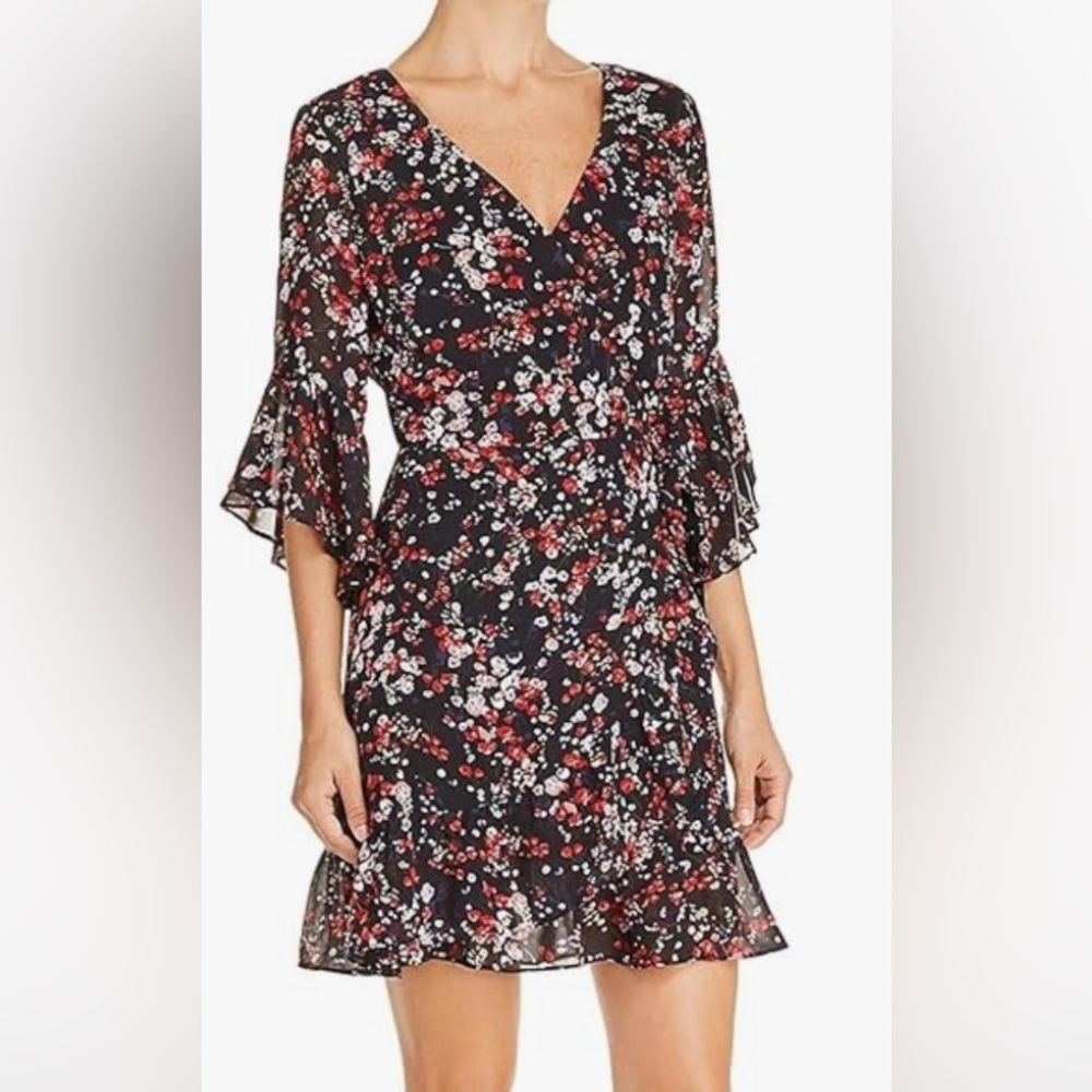 Lucy Paris Floral Mini Dress - Black and Red